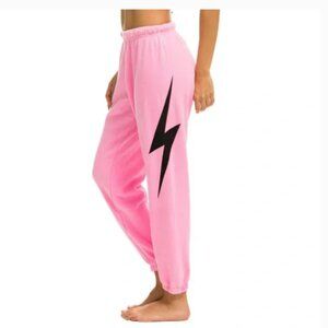 Aviator Nation Pink/Black Bolt Sweatpants XS